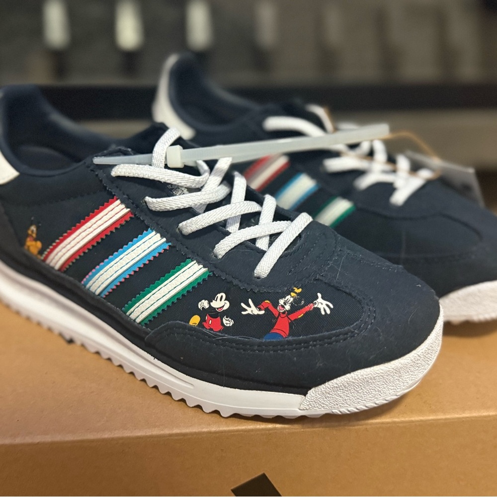 Adidas Kids Navy Sneakers with Stripes and Characters